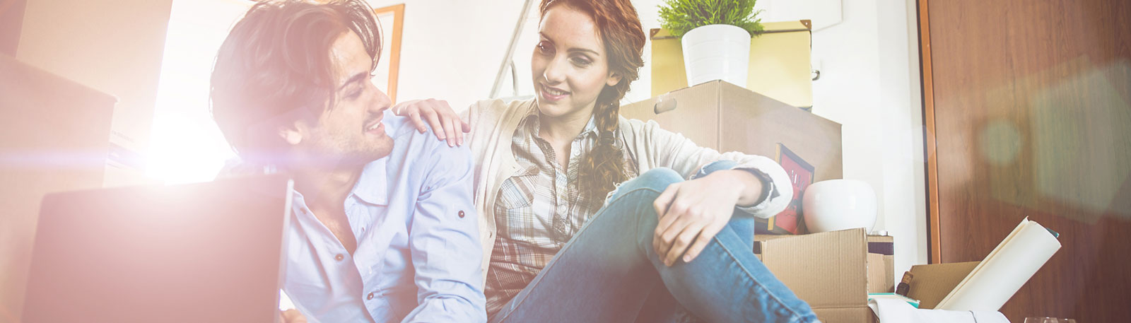 Young couple in new house